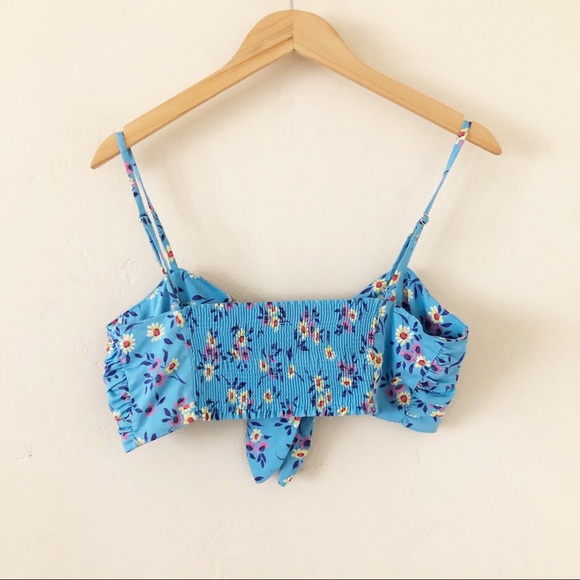 Zara Blogger Favorite Blue Floral Crop Top sz l - Picture 6 of 8